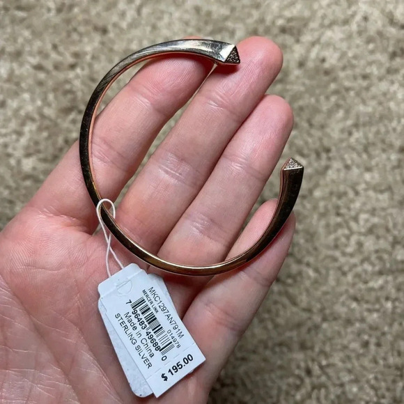 Michael Kors Women's Mercer Pyramid Pave Open Cuff Rose Gold Bracelet - Picture 4 of 4